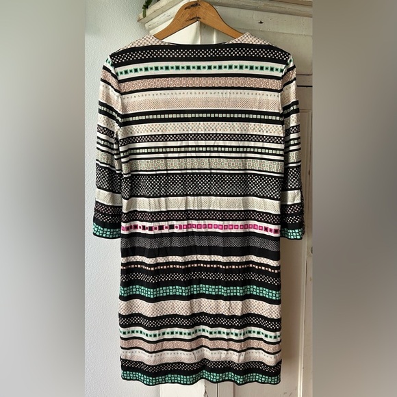 Diane Von Furstenberg | Women’s black/cream/multi geometric silk jersey dress 10 - Picture 11 of 12